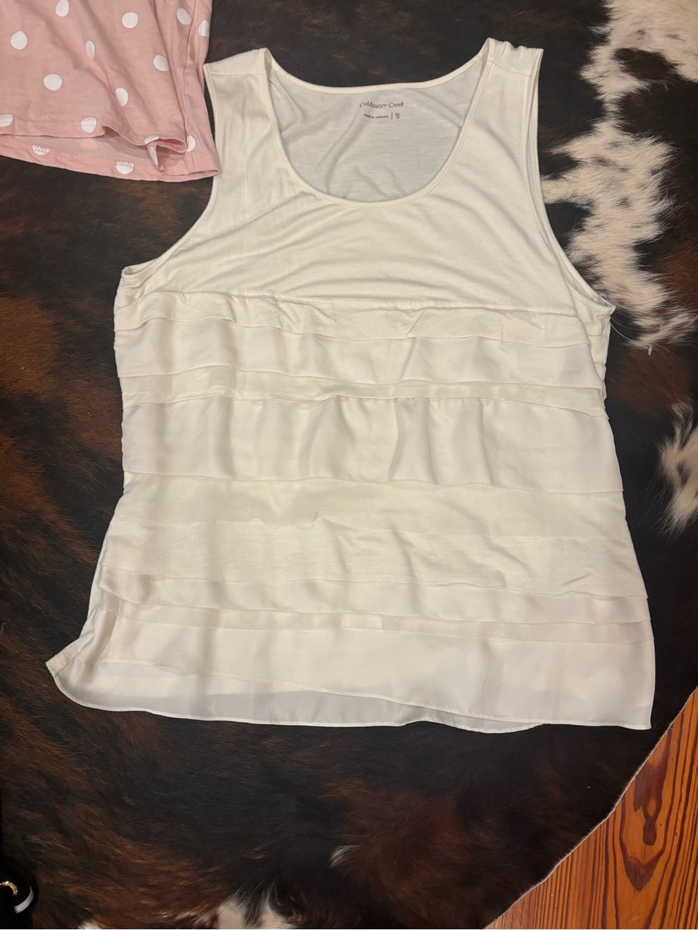 Coldwater Creek Ivory Layered Ruffle Tank Top